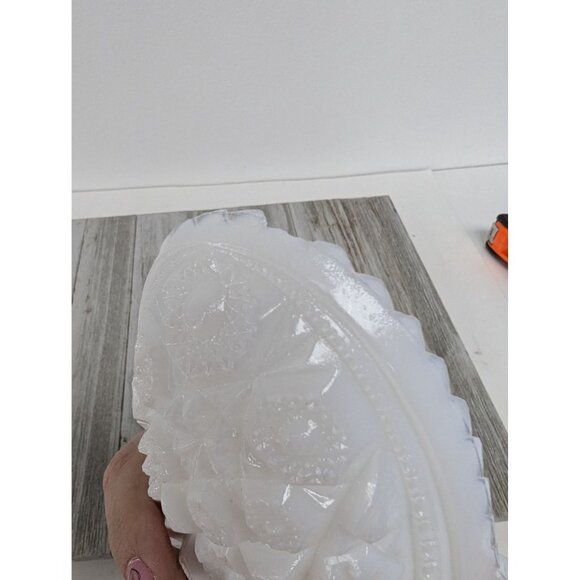 White Pressed Glass Lid ONLY Oval 8 1/4" by 4" - Picture 6 of 6